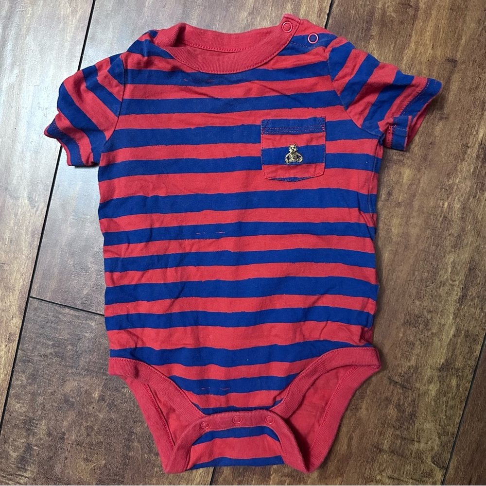 Baby Gap red and blue striped tee onsie  3-6 months